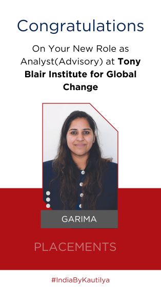 GARIMA - On Your New Role as Analyst(Advisory) at Tony Blair Institute for Global Change